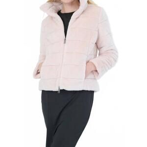 NEW ANORAK faux fur quilted jacket in soft pink